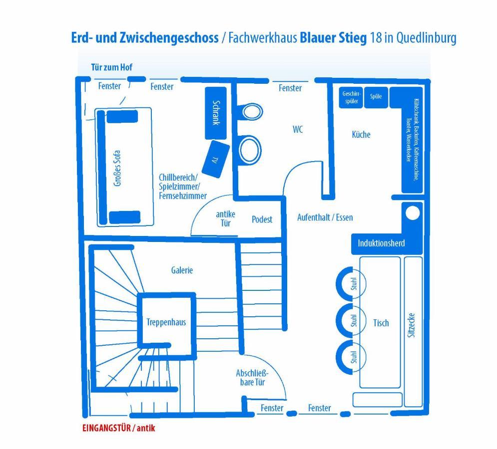 奎德林堡Blauer Stieg别墅 外观 照片